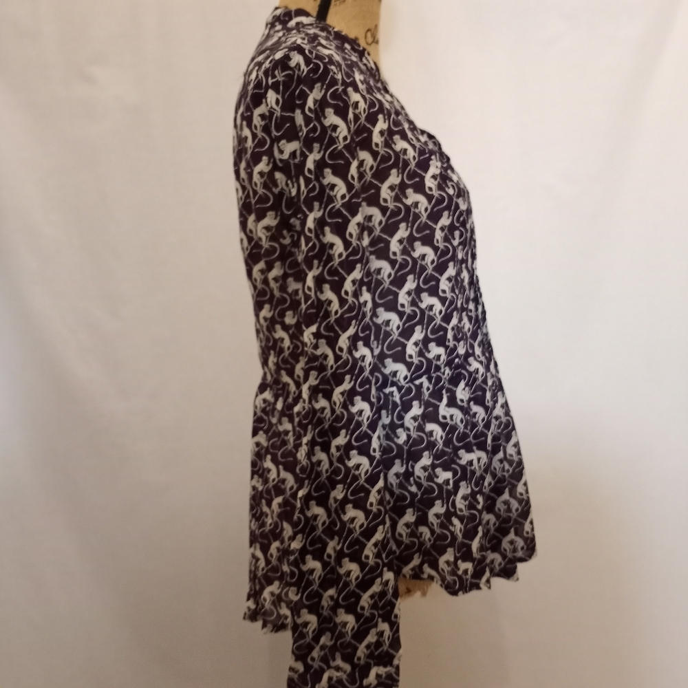 MAEVE MONKEY PRINT TAB SLEEVE BUTTON UP 10 - Picture 3 of 8